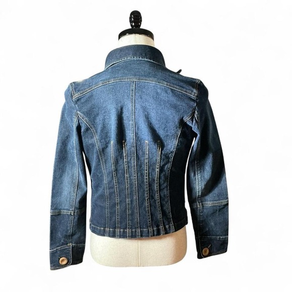 Y2K Tulle Women's Dark Wash Denim Jacket Size Small Button Front Pockets - Picture 2 of 6